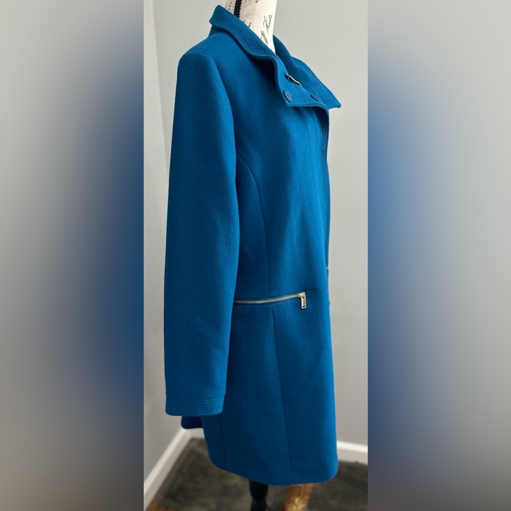 💙💙Warm Navy Blue Wool-Blend Coat with Stand Collar 💙💙 - Picture 7 of 13